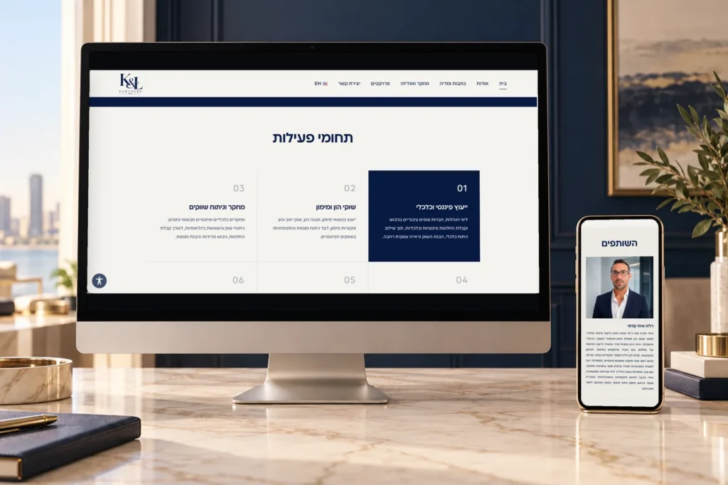K&L Partners – אתר תדמית דו־לשוני לפירמת ייעוץ פיננסי וכלכלי, תמונה 3 מתוך 7
